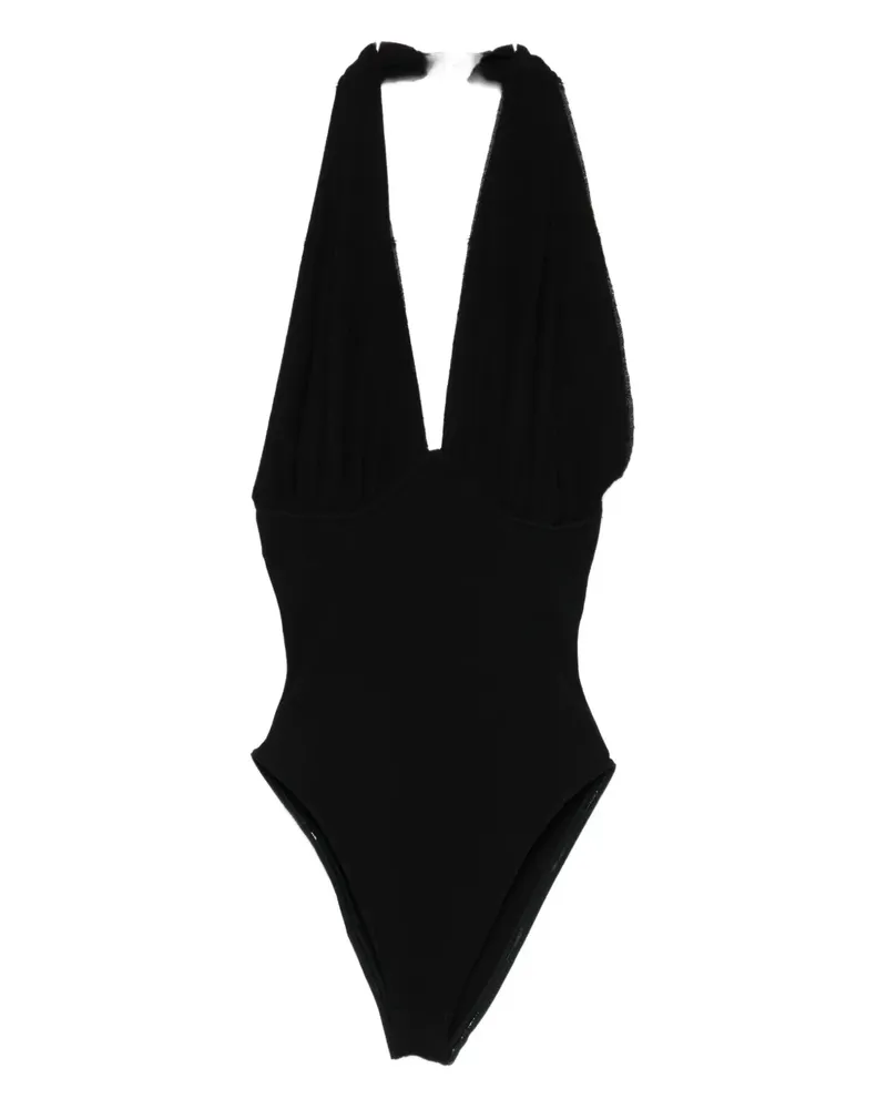 Paris Georgia draped halterneck bodysuit - Schwarz Schwarz