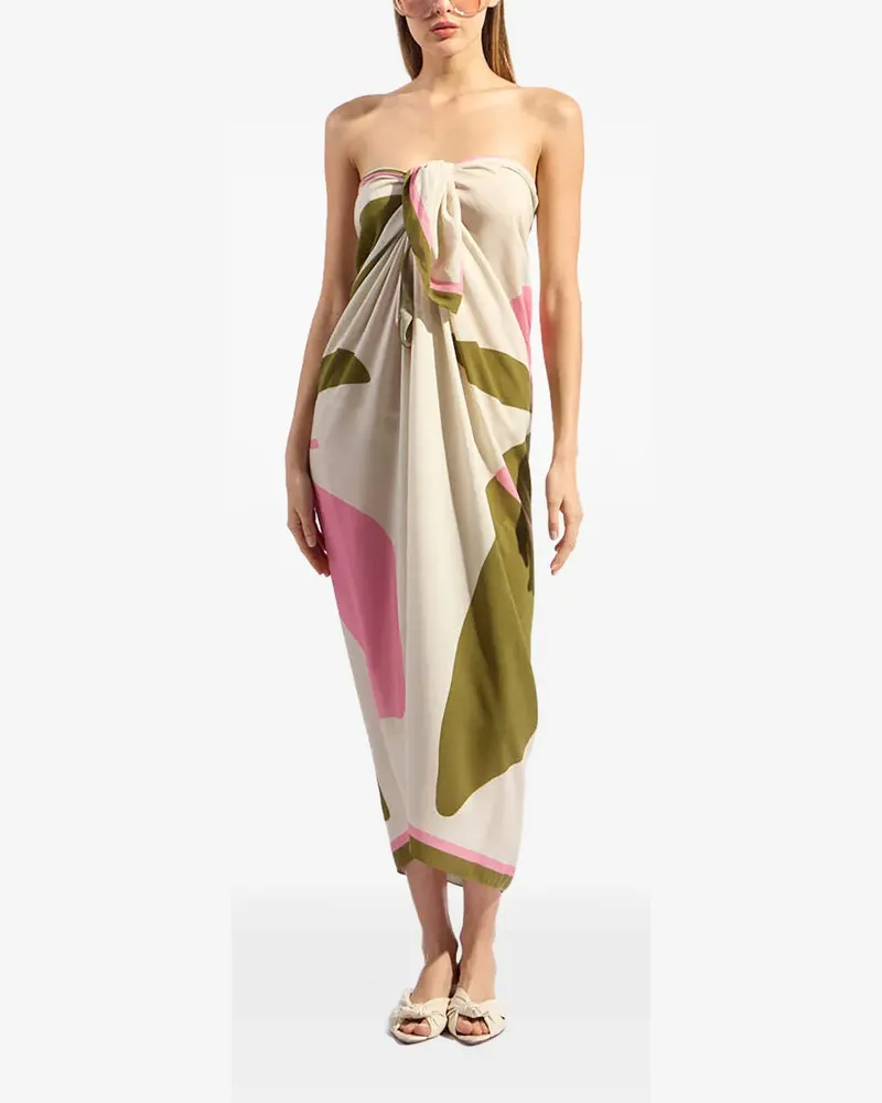 Adriana Degreas leaf-print sarong - Nude Nude