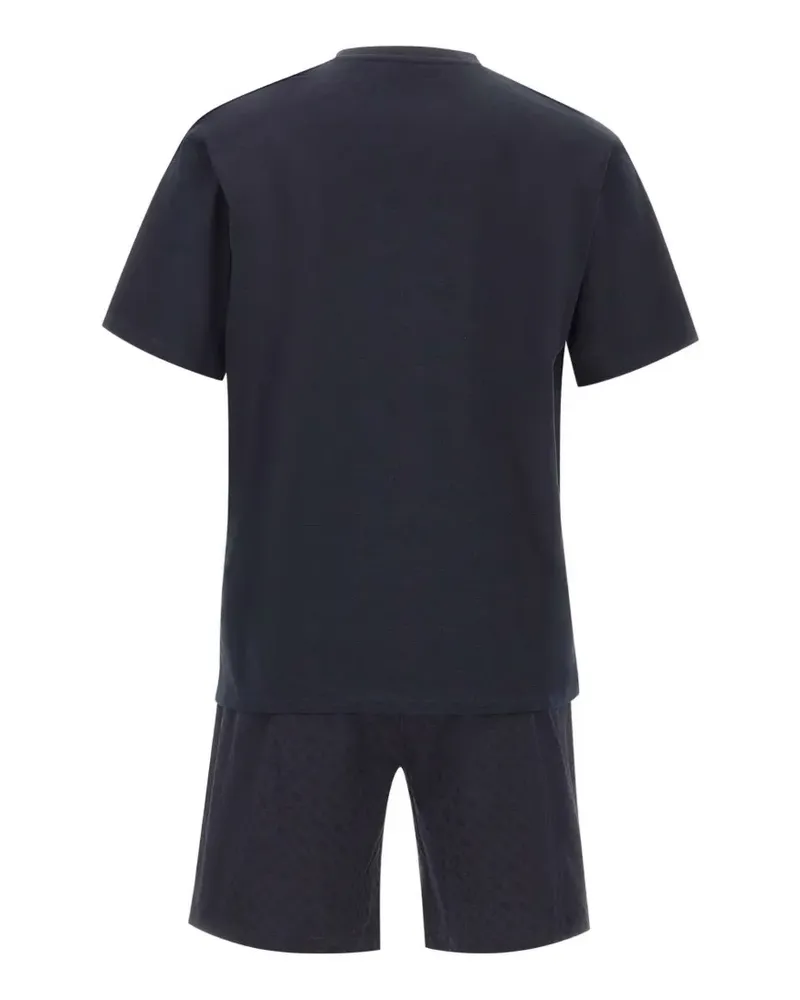 HUGO BOSS Pyjama mit Monogramm-Print - Blau Blau