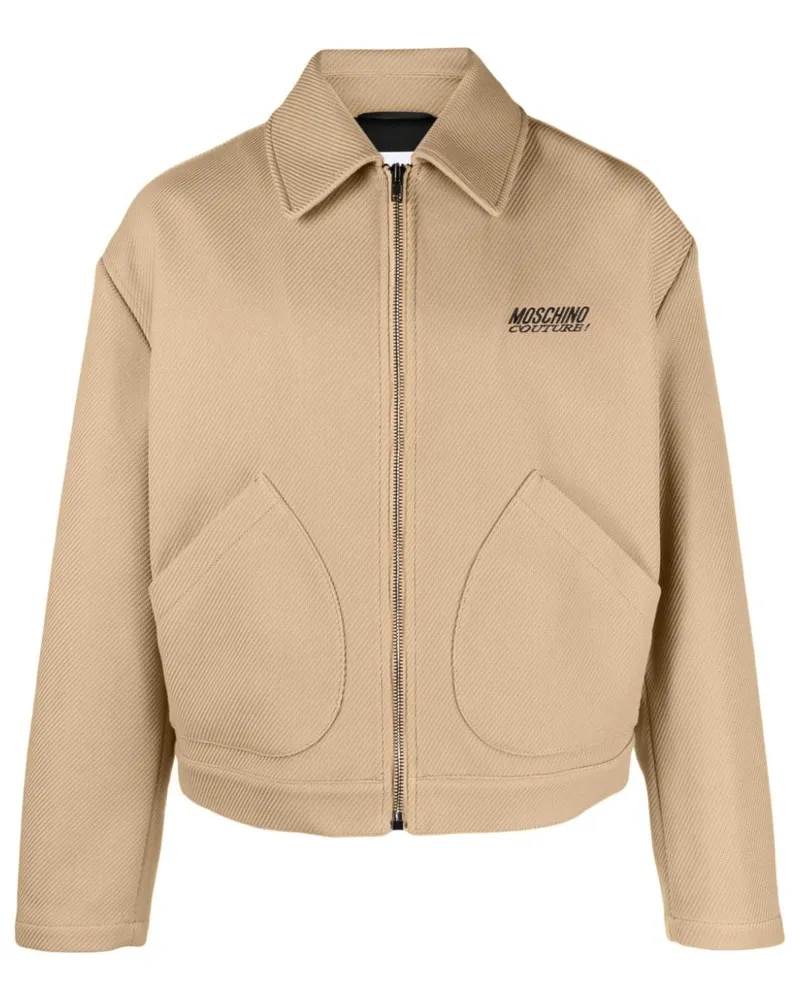 Moschino Bestickte Hemdjacke mit Fischgrätenmuster - Nude Nude