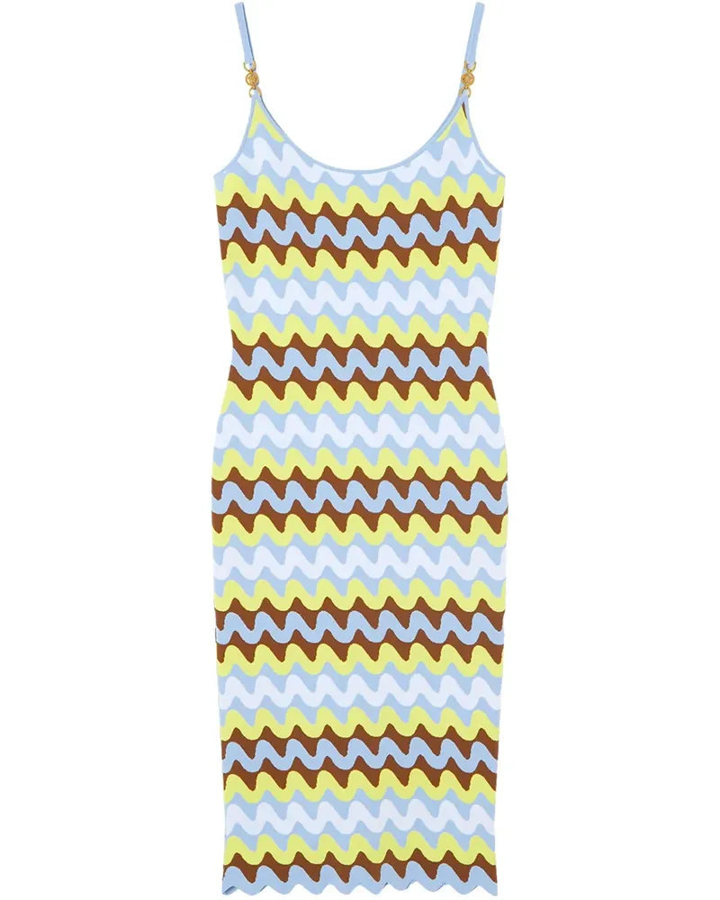 Versace Gestricktes Wave Midikleid aus Jacquard - Blau Blau