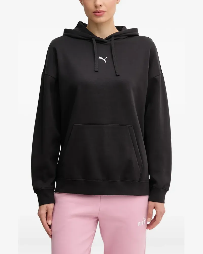 Puma logo-embroidered drawstring hoodie - Schwarz Schwarz