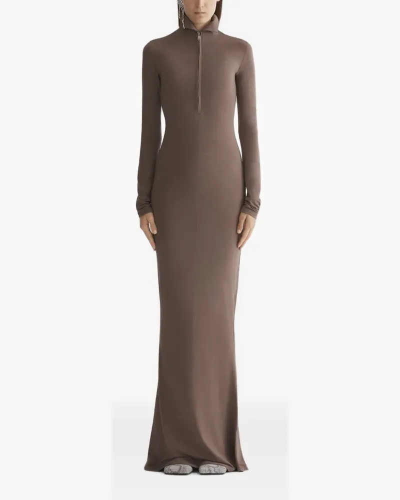 Thierry Mugler Kleid mit Stehkragen - Braun Braun