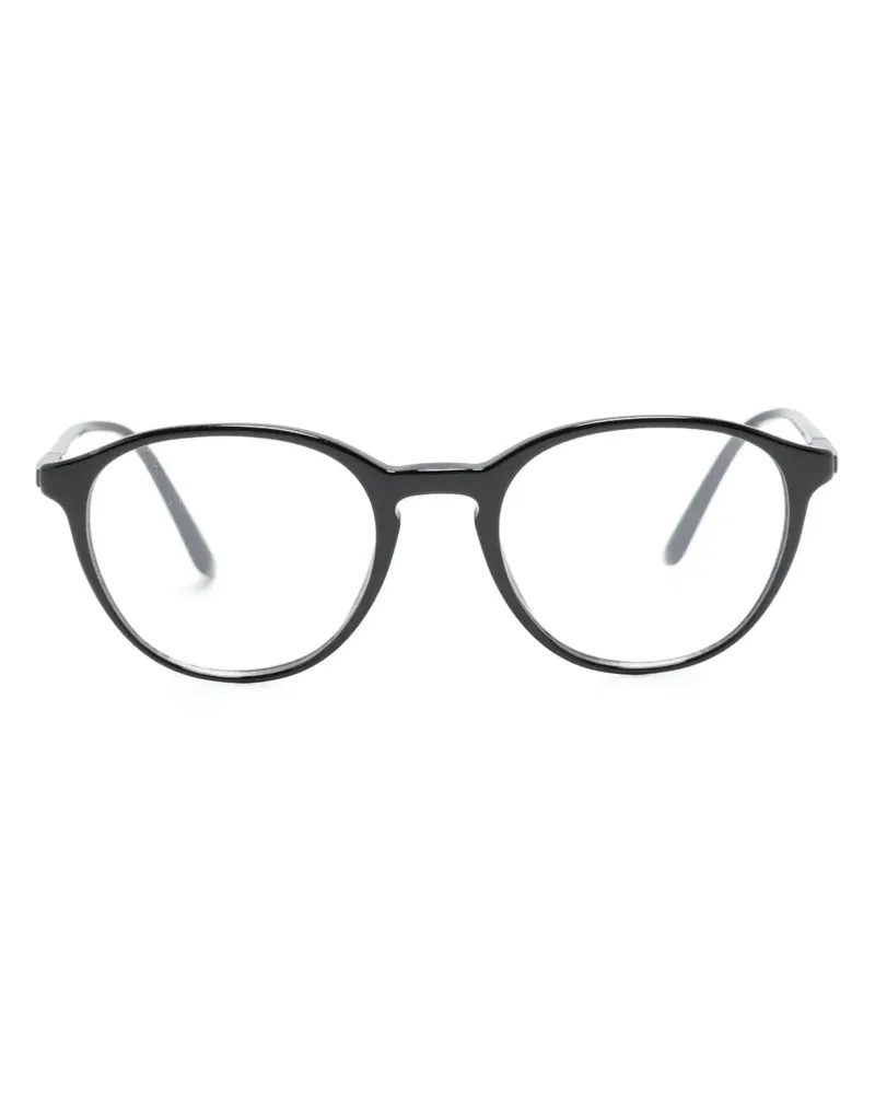 Giorgio Armani Runde Brille mit Logo-Print - Schwarz Schwarz