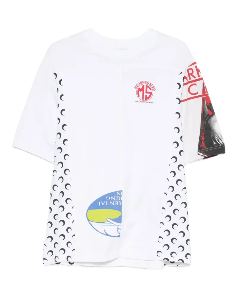 Marine Serre graphic-print panelled T-shirt - Weiß Weiß