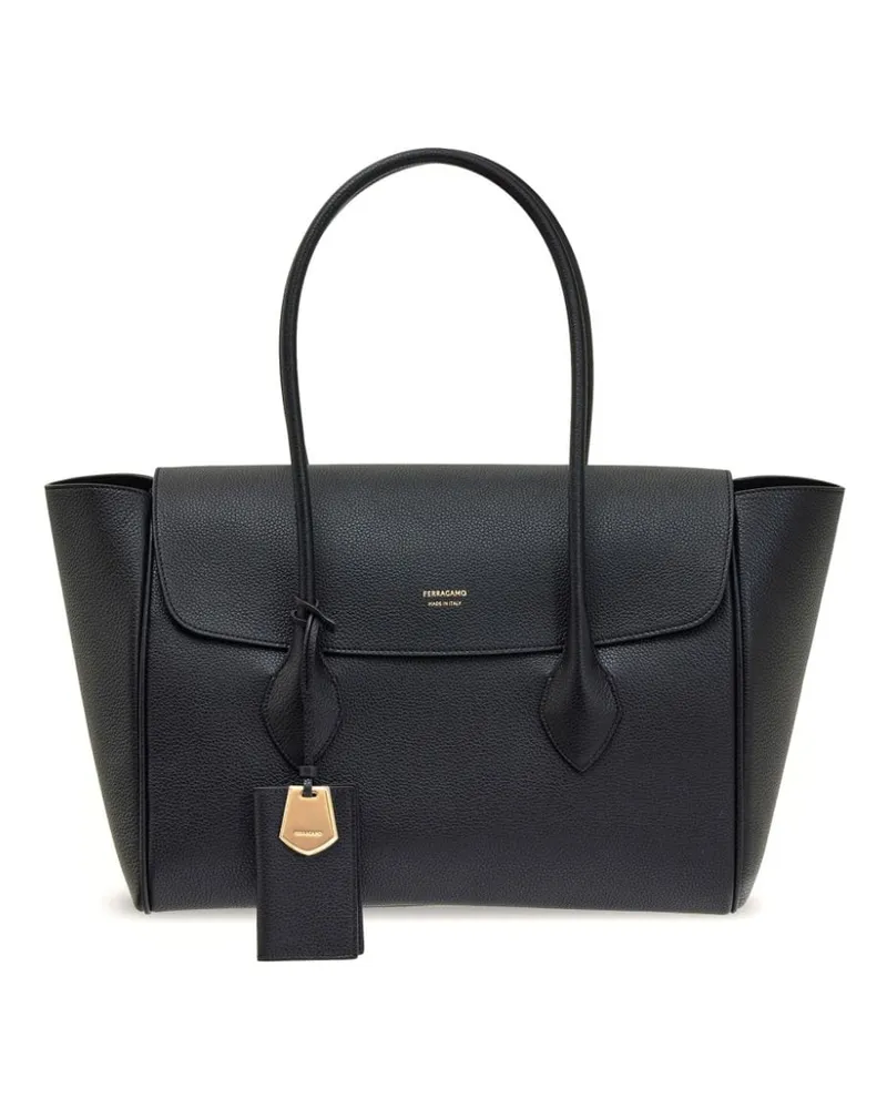 Ferragamo Handtasche mit Logo-Schild Schwarz