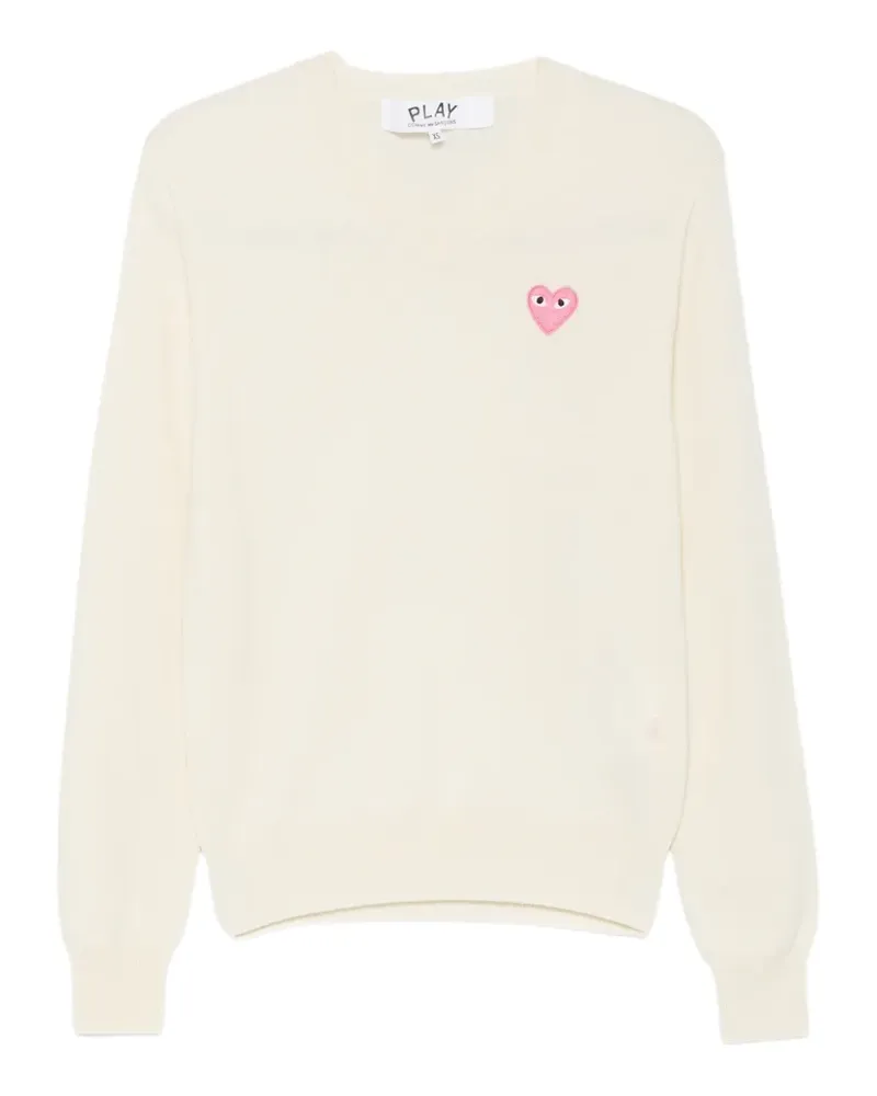 Comme des Garçons Play Heart-patch V-neck sweater - Weiß Weiß