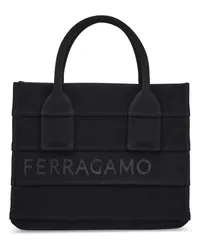 Ferragamo Kleiner Shopper mit Logo-Print Schwarz