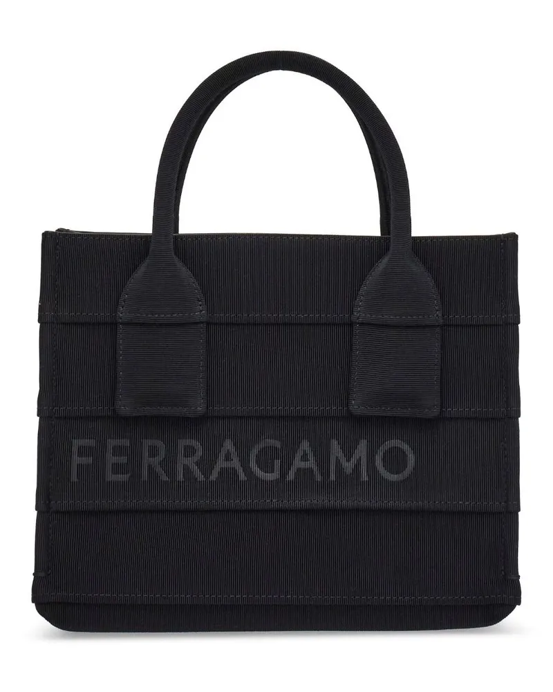 Ferragamo Kleiner Shopper mit Logo-Print Schwarz