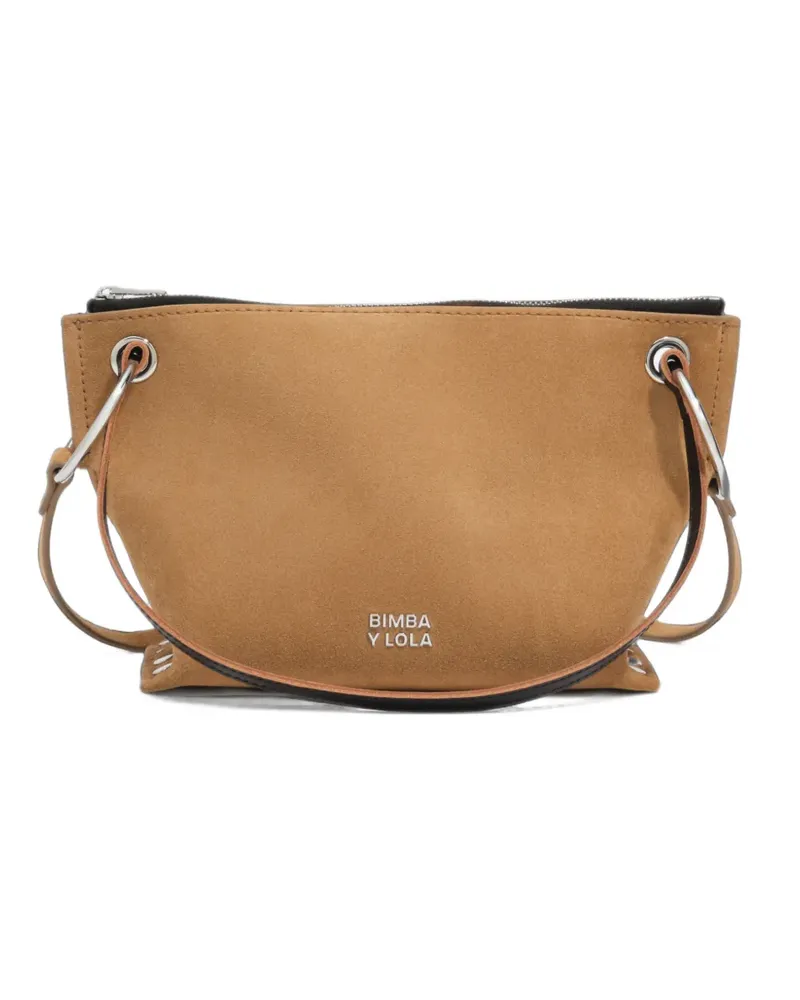 BIMBA Y LOLA Mittelgroße Trapecio Tasche aus Wildleder - Nude Nude