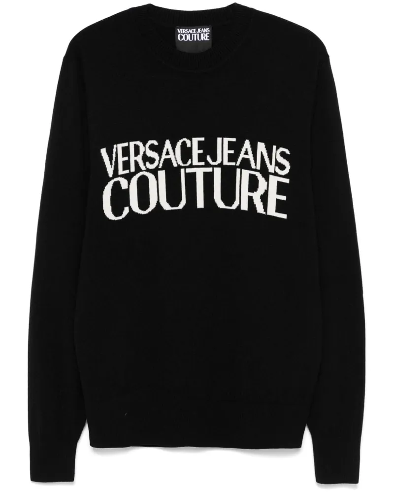 Versace Jeans Pullover mit Logo-Intarsie - Schwarz Schwarz