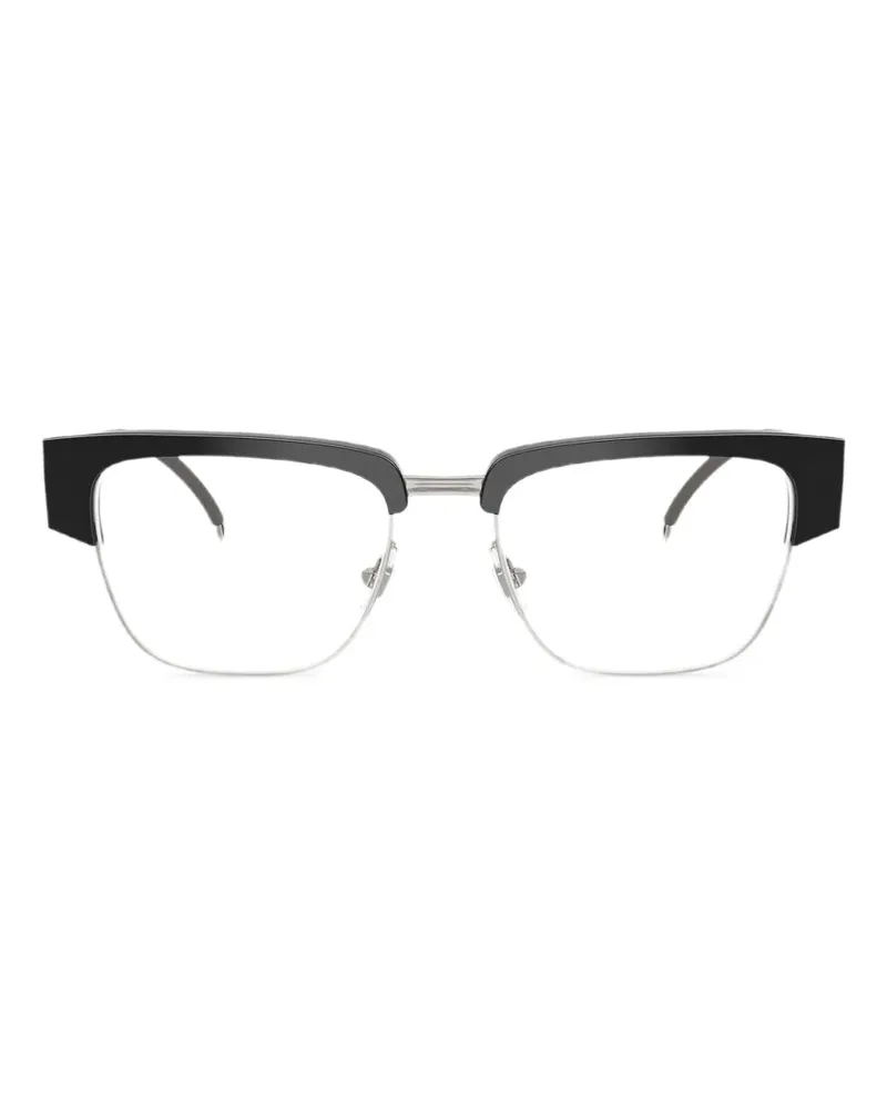 Diesel Eckige Brille mit Logo-Schild - Schwarz Schwarz