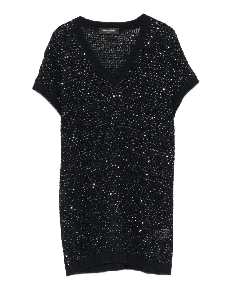 Fabiana Filippi V-neck embellished T-shirt - Blau Blau