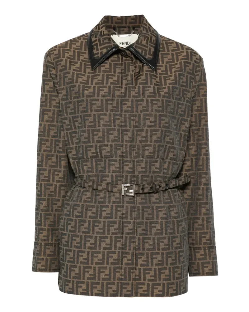 Fendi Jacke mit FF-Logo und Gürtel - Braun Braun