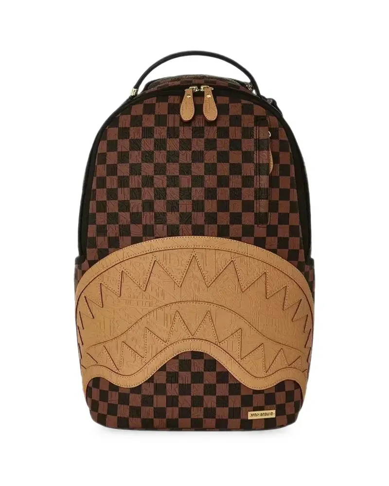 Sprayground Shark Mouth checked backpack - Braun Braun