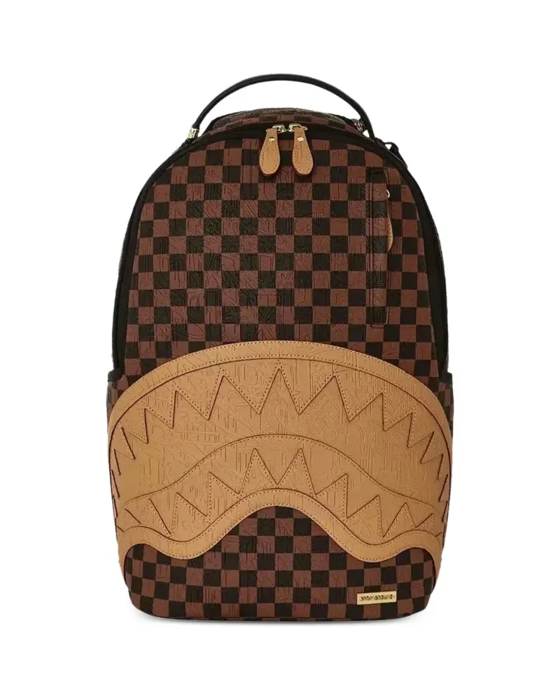 Sprayground Karierter Shark Mouth Rucksack - Braun Braun