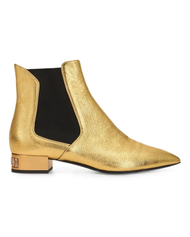 Moschino logo-plaque Chelsea boots - Gold Gold