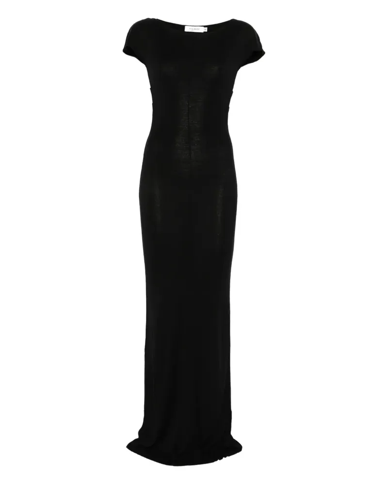 Aya Muse Fein geripptes Maxikleid - Schwarz Schwarz