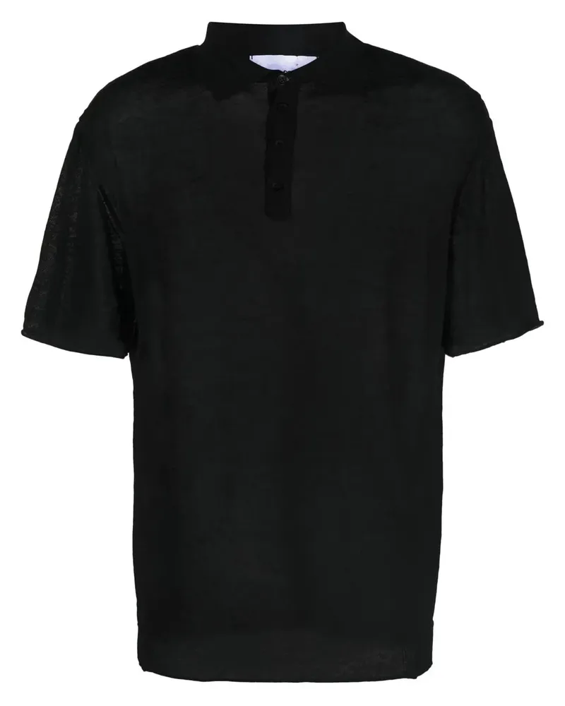 Costumein Fein gestricktes Poloshirt - Schwarz Schwarz