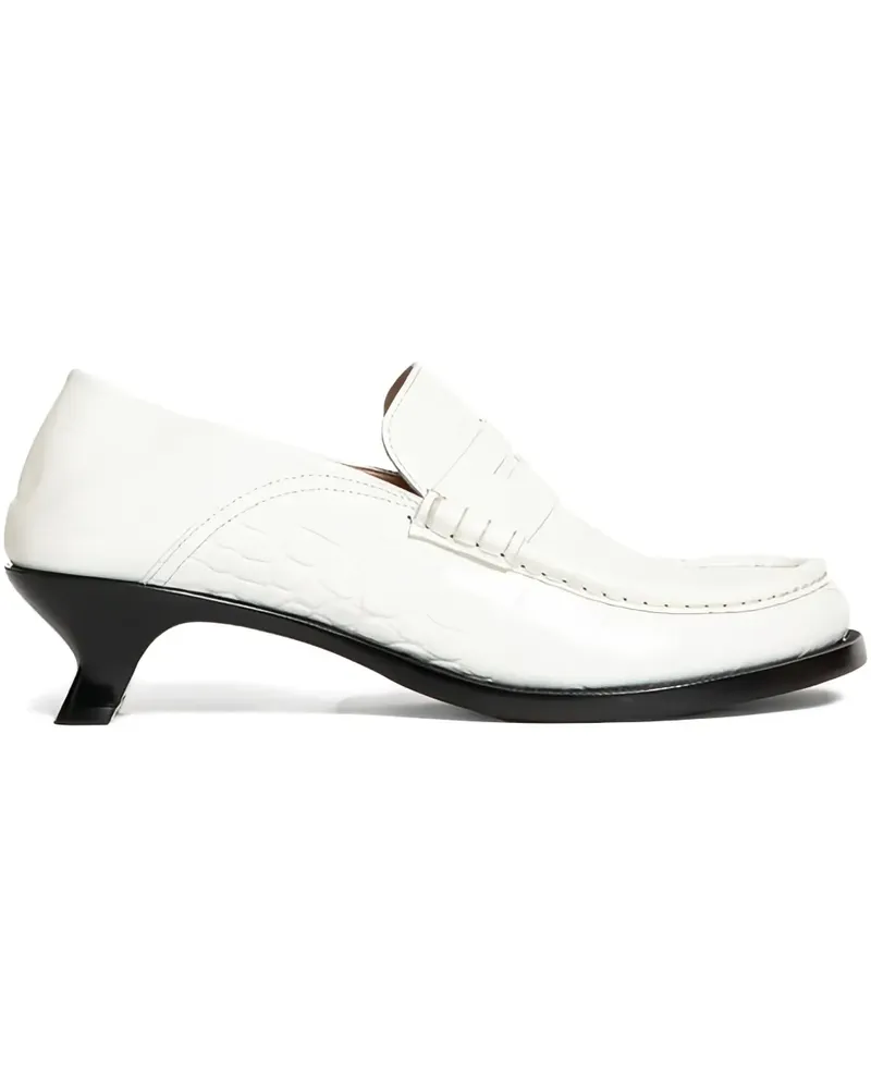 Loewe Pumps mit Kroko-Effekt - Weiß Weiß