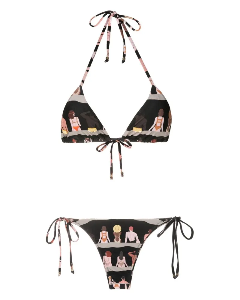 Amir Slama Bikini mit grafischem Print - Schwarz Schwarz
