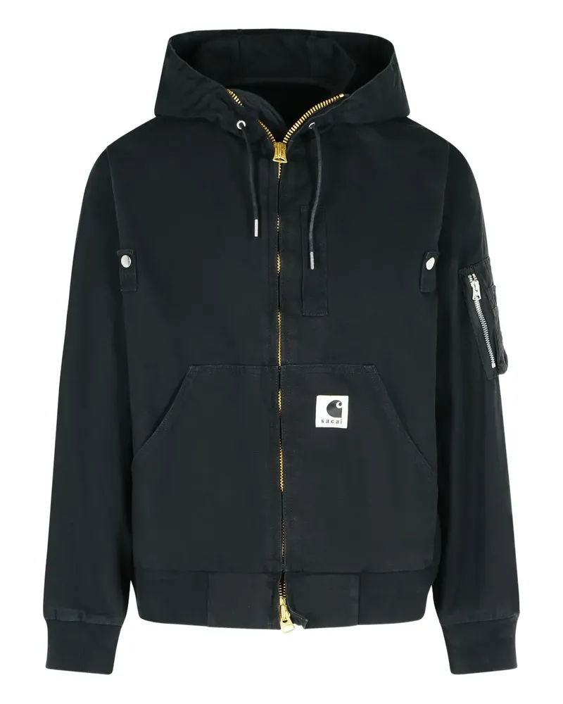 Sacai Bomberjacke mit Kapuze - Schwarz Schwarz