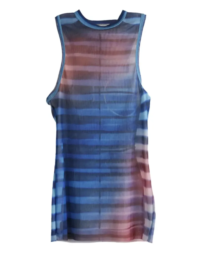 Jean Paul Gaultier striped-pattern mesh top - 565034 LIGHTBLUE/BLUE/PEACH 565034