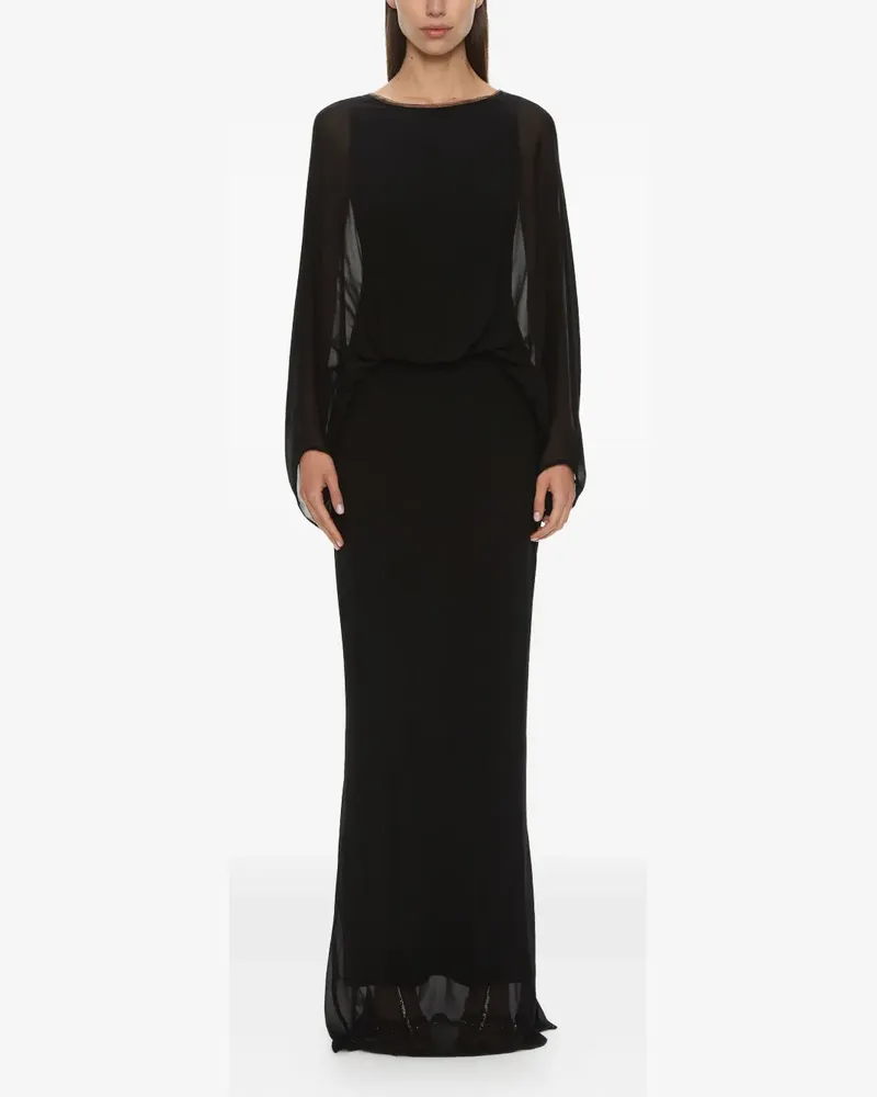 Christopher Esber Seiden-Maxikleid mit Gitterspitze - Schwarz Schwarz