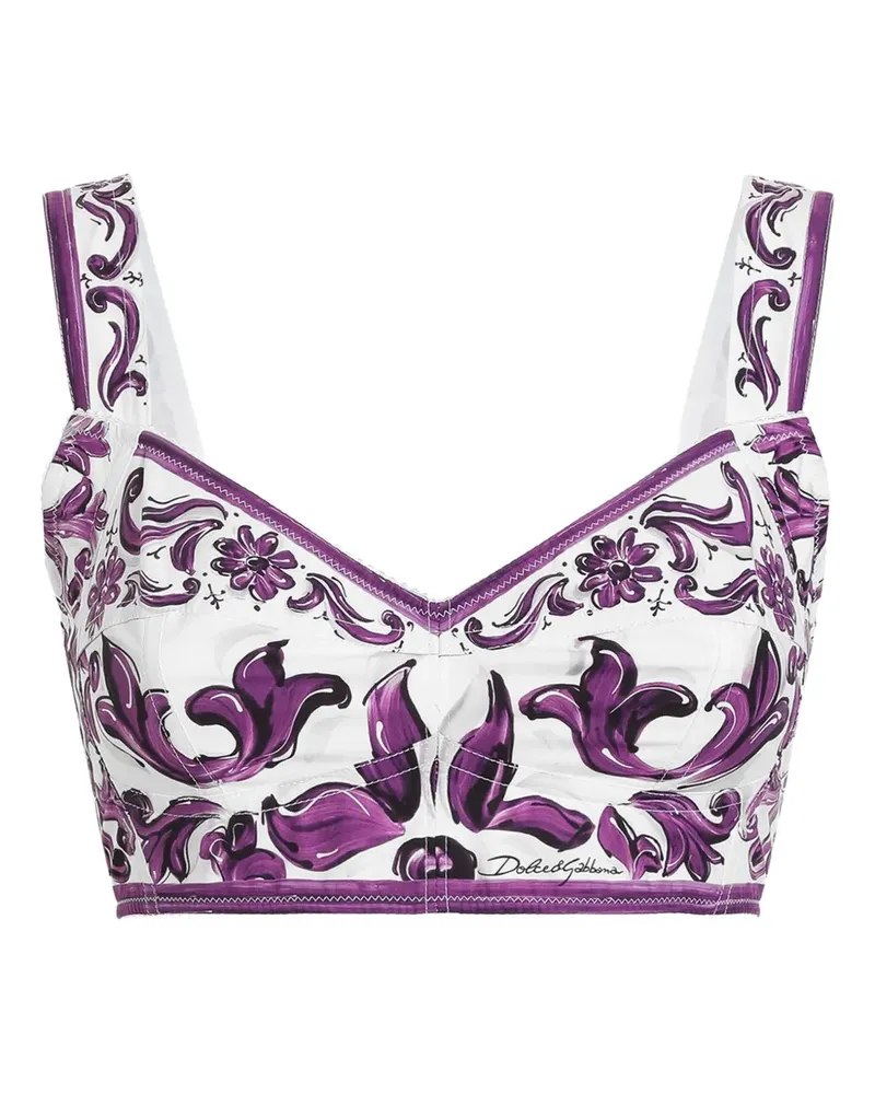 Dolce & Gabbana Oberteil mit grafischem Print - Weiß Weiß