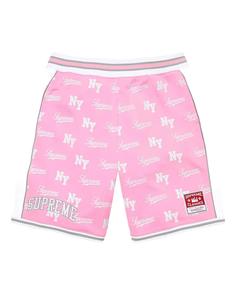 Supreme Being x Mitchell & Ness Basketball-Shorts mit Monogramm - Rosa Rosa