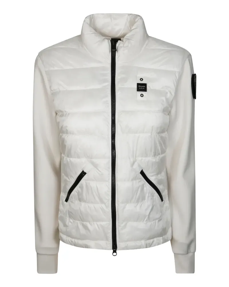 Blauer Biker zip-up quilted jacket - Weiß Weiß