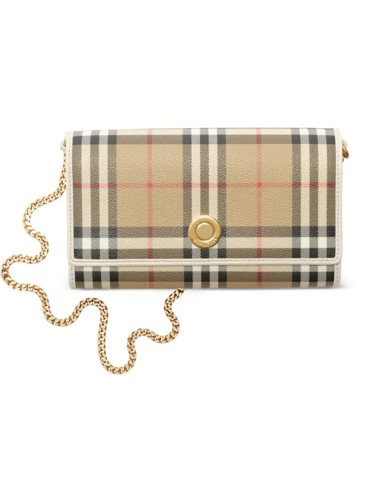 Burberry Check chain-strap wallet - Nude Nude