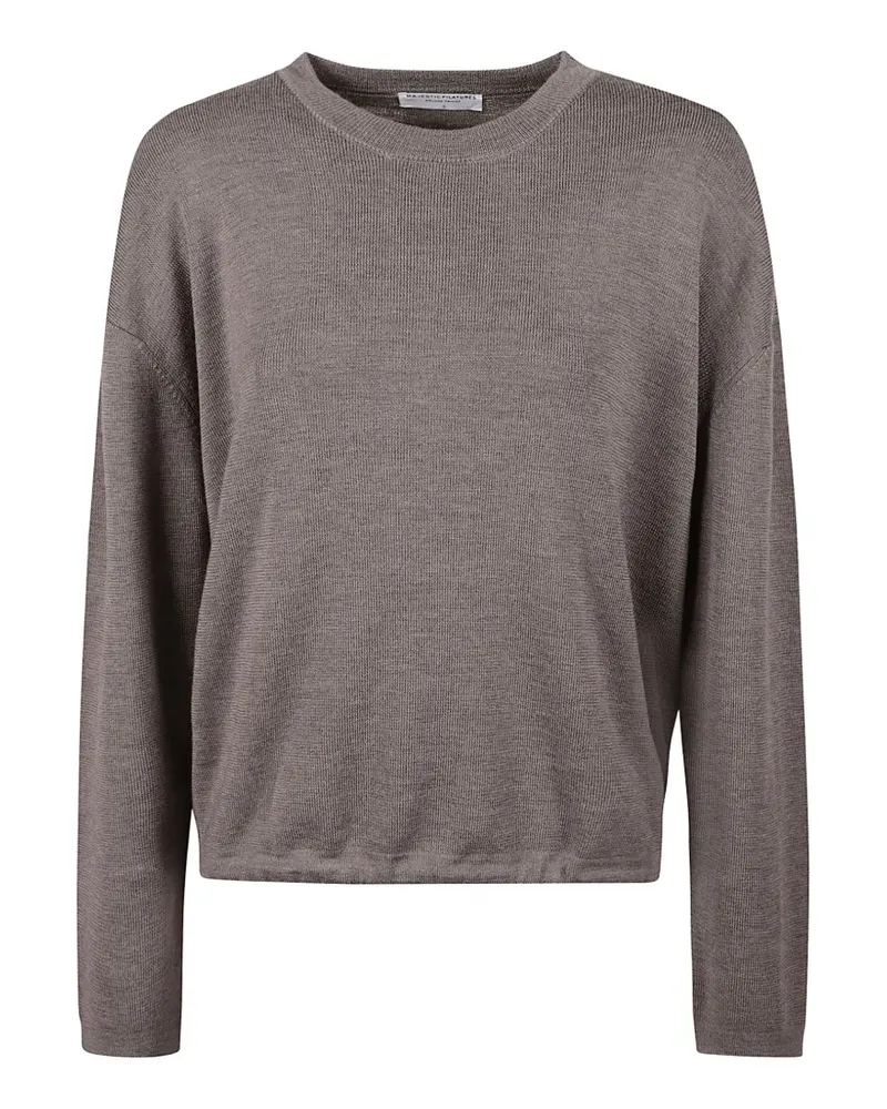 Majestic Pullover mit Kordelzug am Saum - Braun Braun