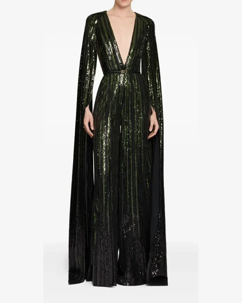 Elie Saab sequin long-sleeve jumpsuit - Schwarz Schwarz