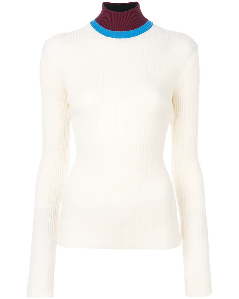 Calvin Klein Pullover mit Kontrastkragen - Weiß Weiß