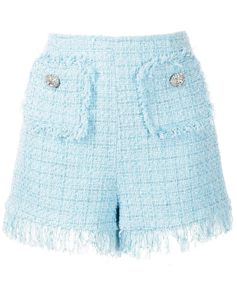 Blumarine Tweed-Shorts mit Fransen - Blau Blau