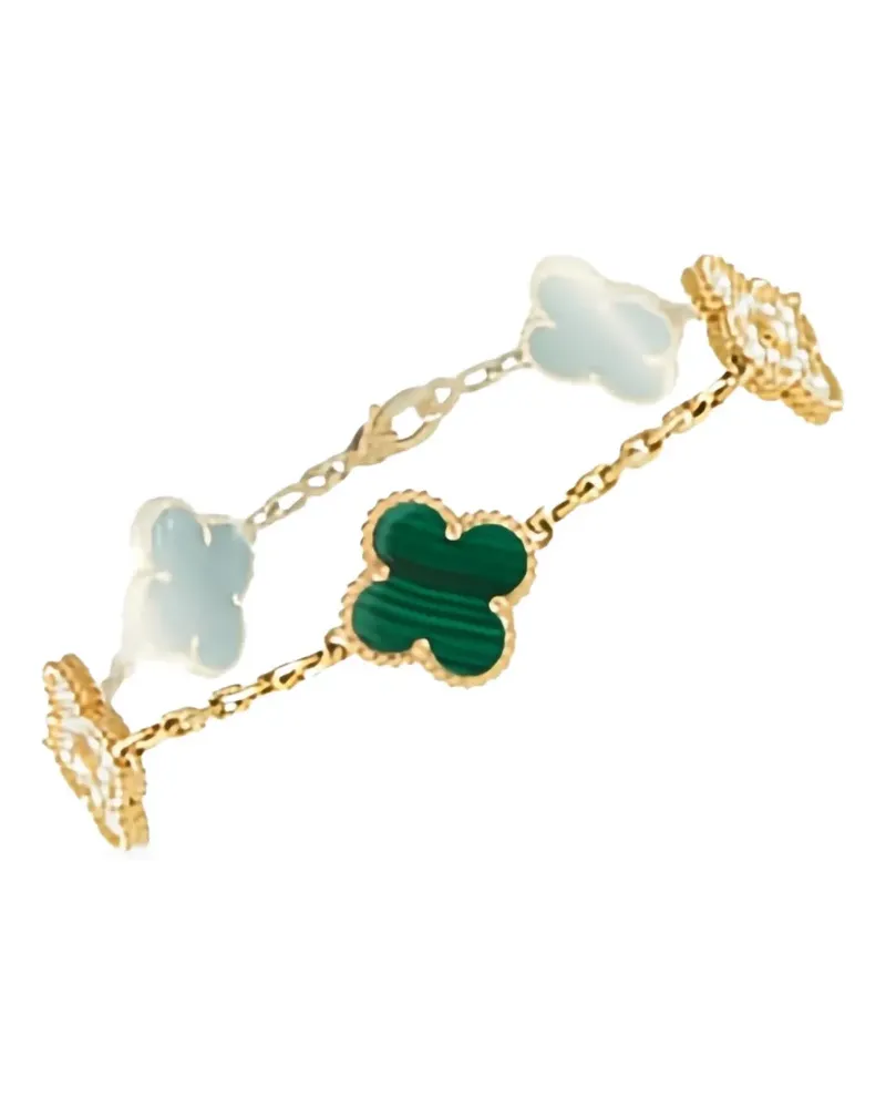 Van Cleef & Arpels 18K yellow gold Vintage Alhambra diamond and malachite bracelet Gold