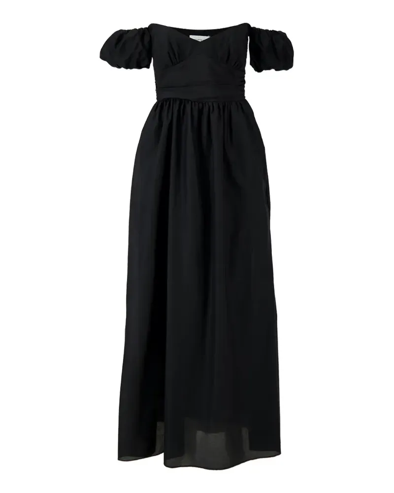 Matteau off-shoulder gathered midi dress - Schwarz Schwarz