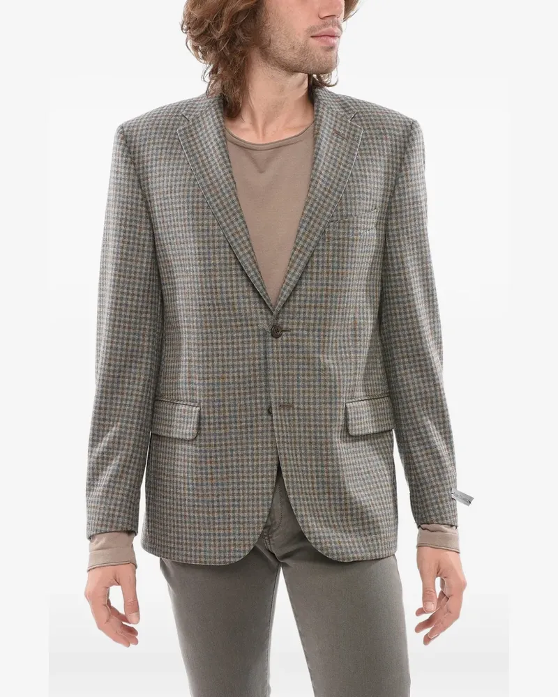 Corneliani checked single-breasted wool blazer - Nude Nude