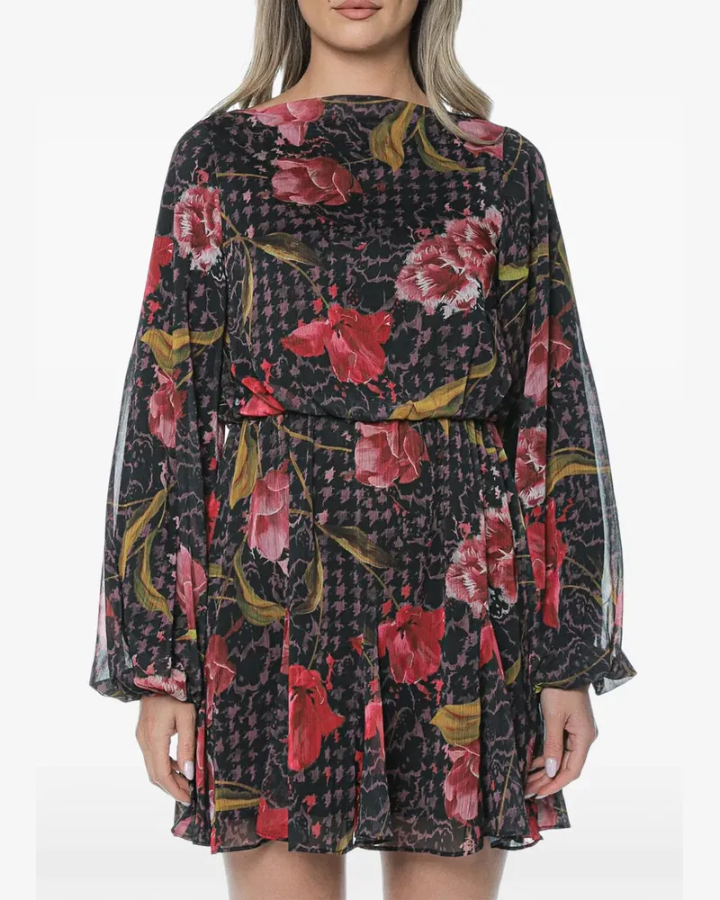 Ted Baker floral-print long-sleeve dress - Schwarz Schwarz