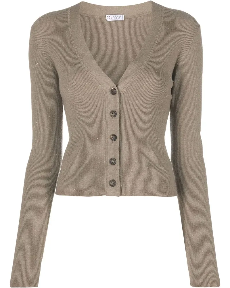 Brunello Cucinelli Geripptes Strickoberteil - Braun Braun