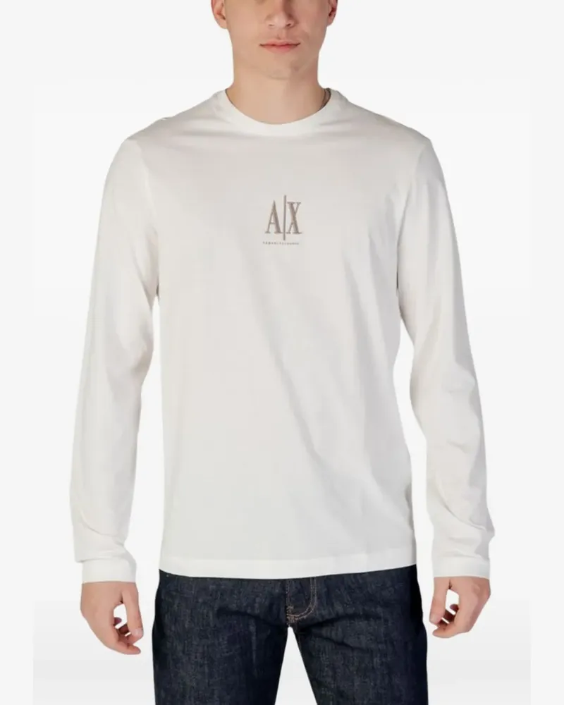 Armani Exchange logo-print long-sleeve T-shirt - Nude Nude