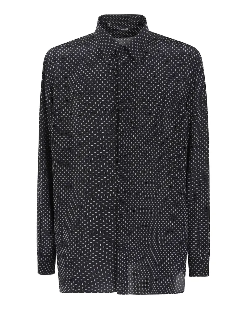 Tom Ford Seidenhemd mit geometrischem Print - Schwarz Schwarz