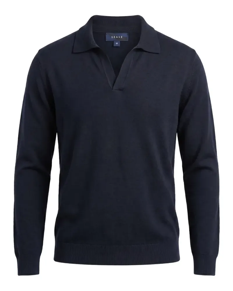 SEASE Pullover mit offenem Kragen - Blau Blau