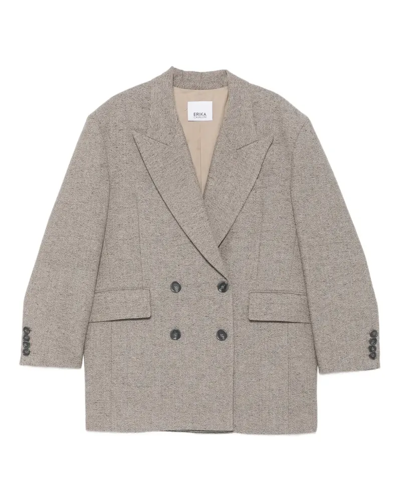 Erika Cavallini Cabanjacke mit Fischgrätenmuster - Grau Grau