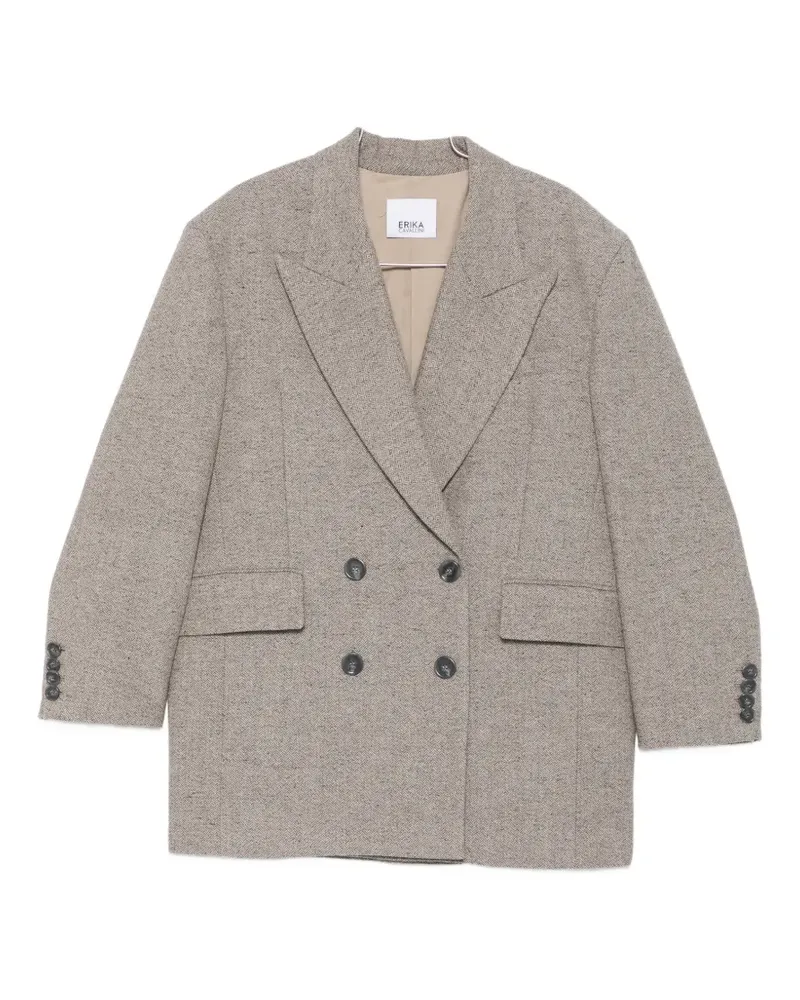 Erika Cavallini double-breasted herringbone-pattern coat - Grau Grau