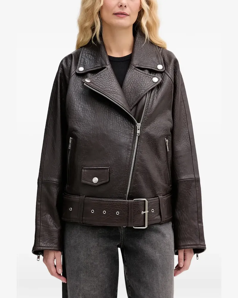 STAND belt biker jacket - Braun Braun