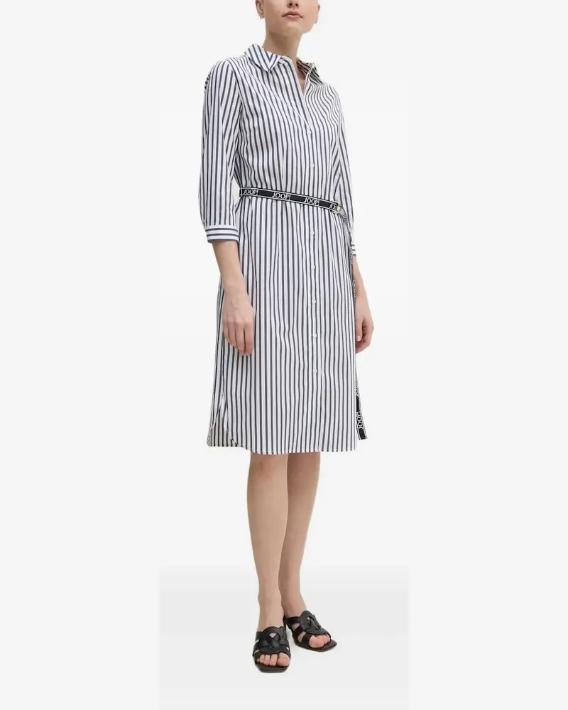 JOOP! Gestreiftes Midi-Hemdkleid mit Gürtel - Weiß Weiß