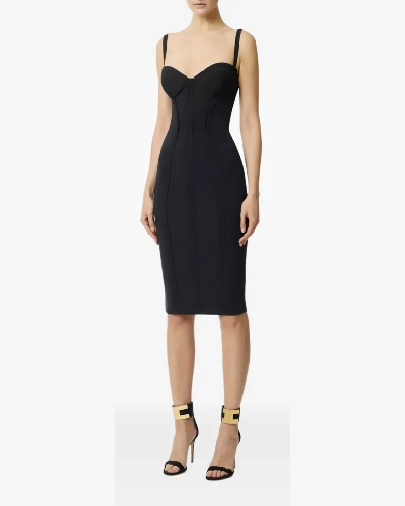 Elisabetta Franchi Midikleid mit Herzausschnitt - Schwarz Schwarz