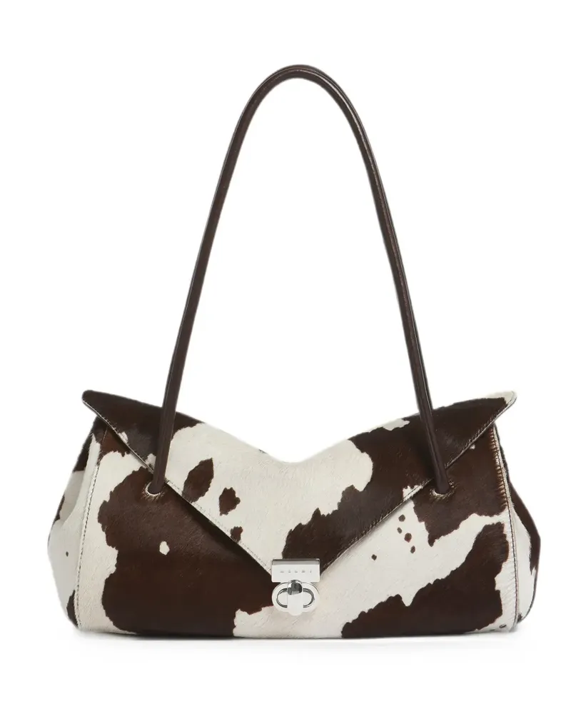 Marni Schultertasche mit Kuh-Print - Weiß Weiß